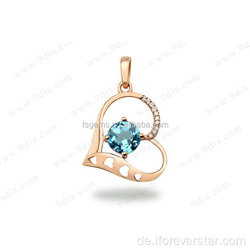 18 Karat Goldschmuck mit natürlichem blauem Topas-Edelsteinen